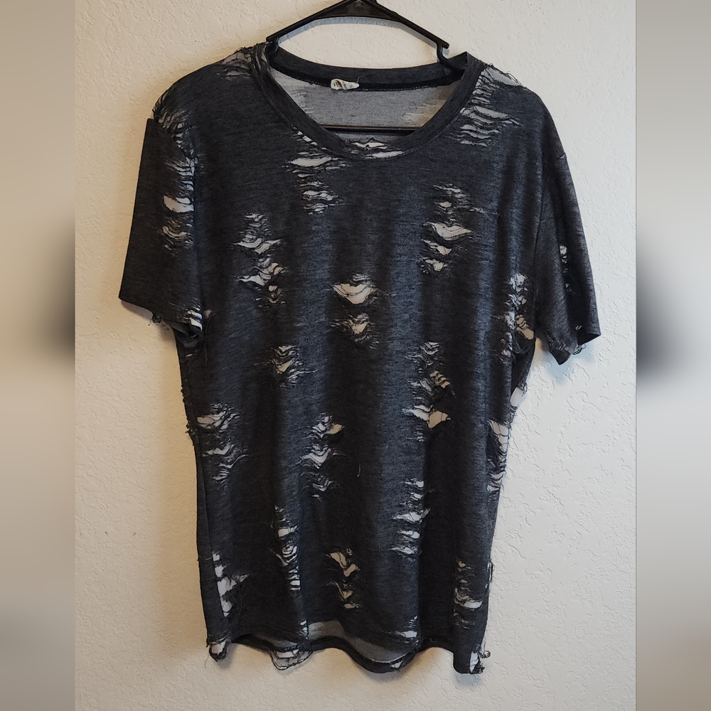 Urban Edge Distressed Black and Gray Tee